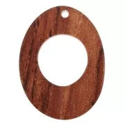 Pendentif ovale ajouré en plexiglas 25x19 mm motif bois - Marron x1