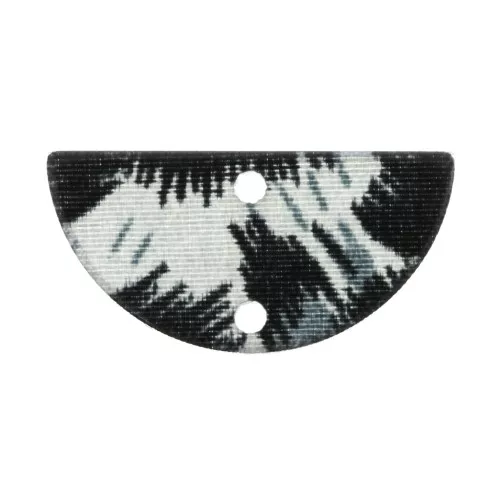 Intercalaire demi-lune 23x11mm 2 trous motif léopard - Noir - Bleu - Gris x1