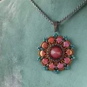 Perles en verre Ginko Duo 2 trous 7.5x7.5 mm Bondeli Matt Coral x10g