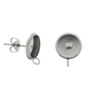 Clous d'oreilles pour cabochon fond plat 8 mm 1 anneau en Acier inox x2|raw }}