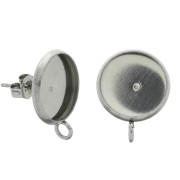 Clous d'oreilles pour cabochon fond plat 12 mm 1 anneau en Acier inox x2|raw }}