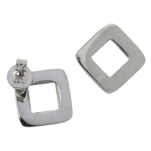 Clous d'oreilles losange ajouré 12.5 mm en Acier inox x2