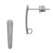 Clous d'oreilles goutte plate 15.5 mm 1 anneau en Acier inox x2