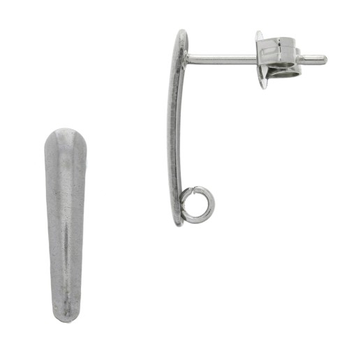 Clous d'oreilles goutte plate 15.5 mm 1 anneau en Acier inox x2