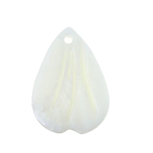 Goutte pétale en Nacre 17.5x13 mm x1