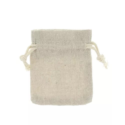 Pochon en coton aspect lin pour bijoux 70x85 mm Beige x1