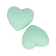 Perles en silicone forme coeur 19x20 mm pour attache sucette - tétine - Mint x2