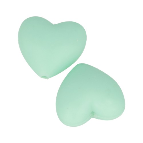Perles en silicone forme coeur 19x20 mm pour attache sucette - tétine - Mint x2