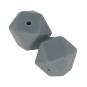 Perles hexagonales en silicone 17 mm pour attache sucette - tétine - Gris foncé x2|raw }}