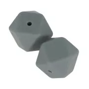 Perles hexagonales en silicone 17 mm pour attache sucette - tétine - Gris foncé x2