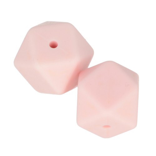 Perles hexagonales en silicone 17 mm pour attache sucette - tétine Rose Layette x2