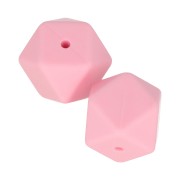 Perles hexagonales en silicone 17 mm pour attache sucette - tétine - Rose x2|raw }}