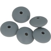 Perles rondelles en silicone 12 mm pour attache sucette - tétine - Gris foncé x5|raw }}