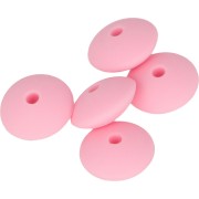 Perles rondelles en silicone 12 mm pour attache sucette - tétine - Rose x5