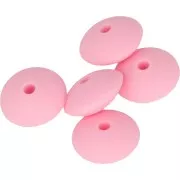 Perles rondelles en silicone 12 mm pour attache sucette - tétine - Rose x5