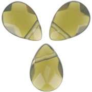 Perles briolettes plates 11x9 mm en verre - Olivine x5