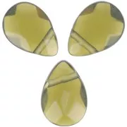 Perles briolettes plates 11x9 mm en verre - Olivine x5