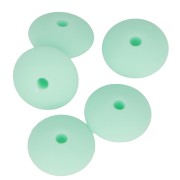 Perles rondelles en silicone 12 mm pour attache sucette - tétine - Mint x5|raw }}