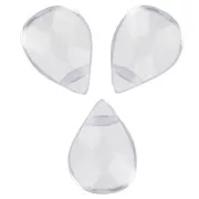 Perles briolettes plates 12x8.5 mm en verre - Transparent x5