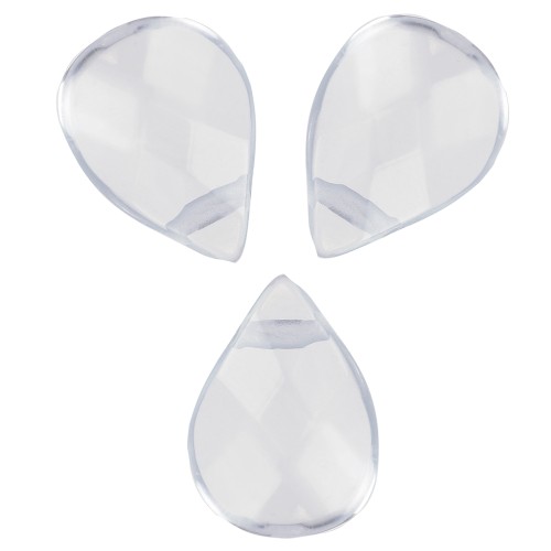Perles briolettes plates 12x8.5 mm en verre - Transparent x5