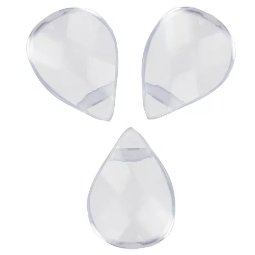Perles briolettes plates 12x8.5 mm en verre - Transparent x5