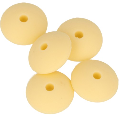 Perles rondelles en silicone 12 mm pour attache sucette - tétine - Jaune x5