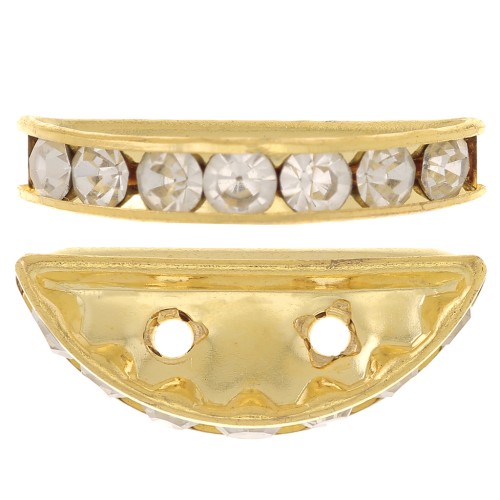 Rondelle Demi-Lune 20x9 mm dorée Crystal x1