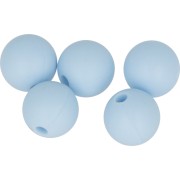 Perles rondes en silicone 10 mm pour attache sucette - tétine Bleu Layette x5