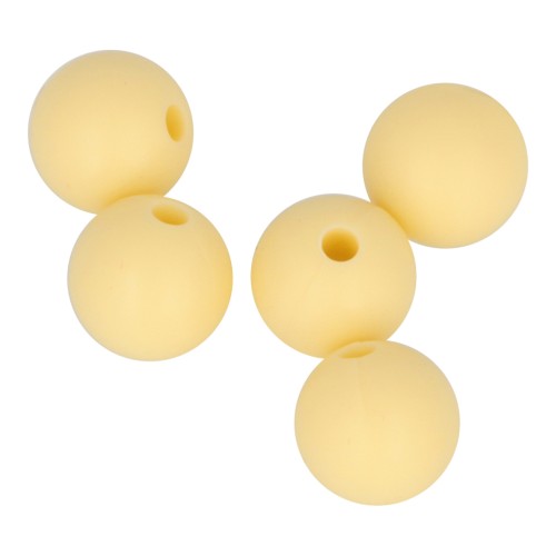 Perles rondes en silicone 10 mm pour attache sucette - tétine - Jaune x5