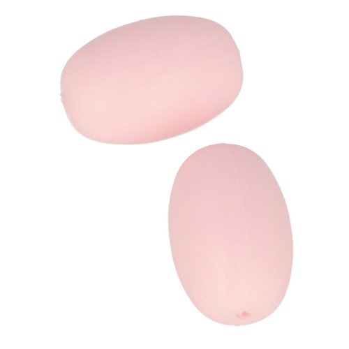 Perles en silicone forme olive 20x13mm pour attache sucette-tétine Rose Layette x2