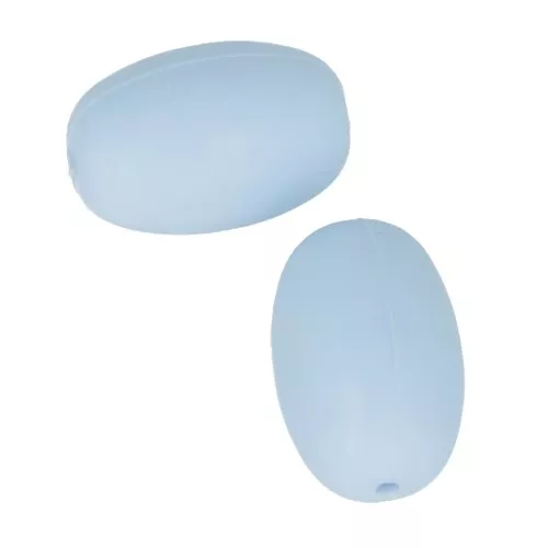 Perles en silicone forme olive 20x13mm pour attache sucette-tétine Bleu Layette x2