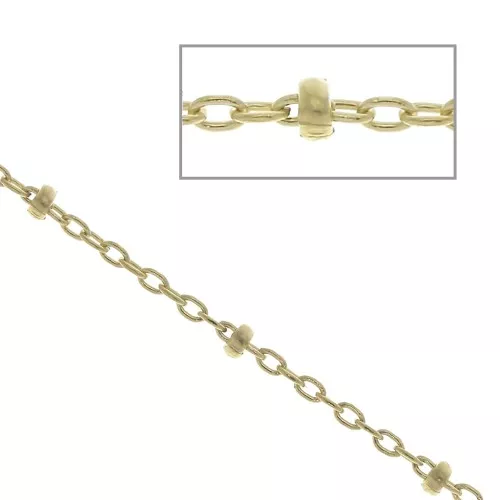 Chaîne maille Forçat perles aplaties 1.8 mm alternée Gold filled (or laminé) x50cm