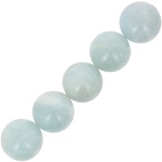 Perles rondes en pierre gemme 10 mm - Aigue-Marine x5|raw }}