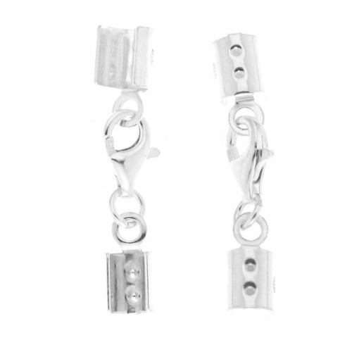 Fermoir mousqueton avec pince à lacet rond 3 mm en Argent 925 x1