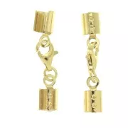 Fermoir mousqueton avec pince à lacet rond 3 mm en Argent 925 Doré à l'or fin x1