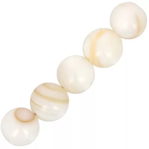 Perles rondes coquillage 8 mm - Naturel x10