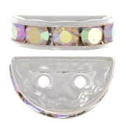 Rondelle Demi-Lune 14x8 mm argentée Crystal AB x1|raw }}