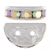 Rondelle Demi-Lune 14x8 mm argentée Crystal AB x1