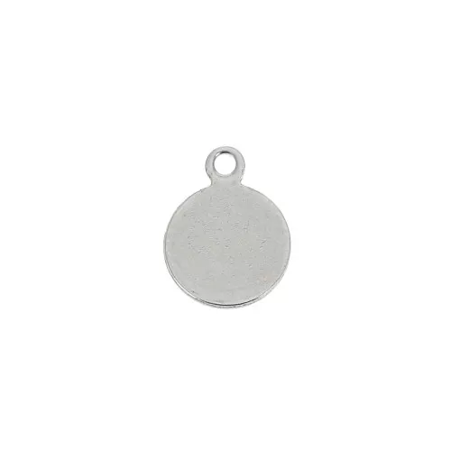 Breloque ronde lisse à graver 8 mm en Acier inoxydable x1