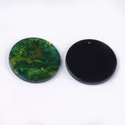 Pendentif rond en acétate de cellulose 28 mm - Marbré Vert - Marron x1