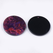 Pendentif rond en acétate de cellulose 28 mm - Marbré Violet - Rouge x1|raw }}