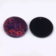 Pendentif rond en acétate de cellulose 28 mm - Marbré Violet - Rouge x1