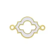 Intercalaire 2 anneaux forme orientale et résine époxy 22x14 mm - Doré à l'or fin - Blanc x1