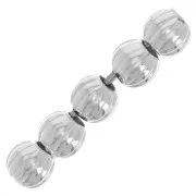 Perles Rondes striées 6 mm en Argent 925 x10