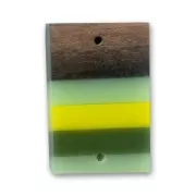 Intercalaire rectangle en bois 27x17 mm Kamahong/Vert x 1