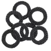 Pendentif - anneau en rotin 45 mm - Noir effet nacré x1