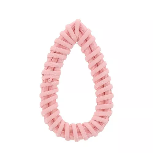 Goutte en rotin 50x30 mm - Rose clair effet nacré x1