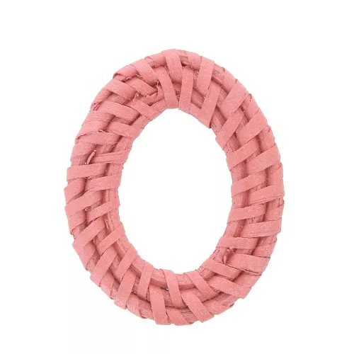 Ovale en rotin 50x37 mm - Rose effet nacré x1