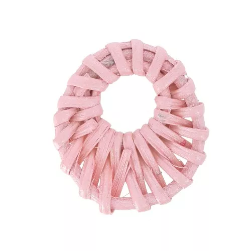 Donuts rond en rotin 43 mm - Rose clair effet nacré x1