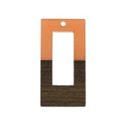 Pendentif rectangle évidé en résine imitation bois 38x19 mm Terracotta - Marron x1|raw }}